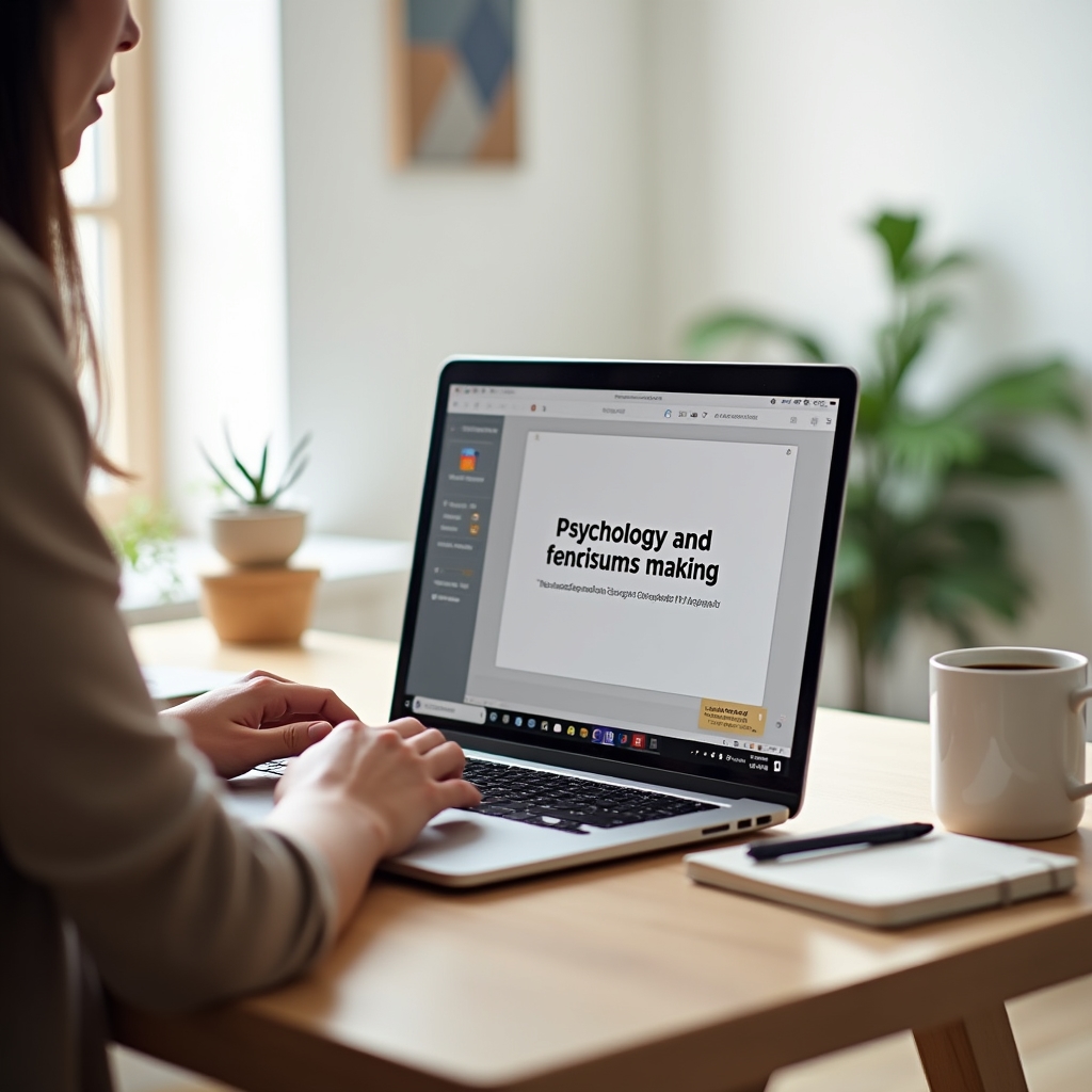 Online webinář o psychologii nakupování na obrazovce notebooku